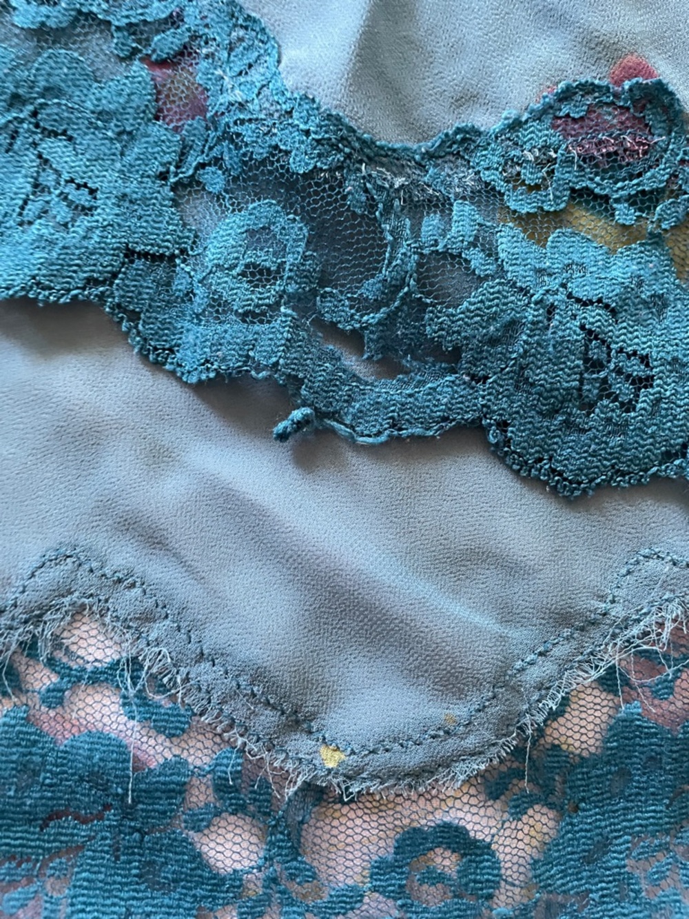 Victoria's Secret Teal Floral Lace-Trim Slip - Picture 6 of 6